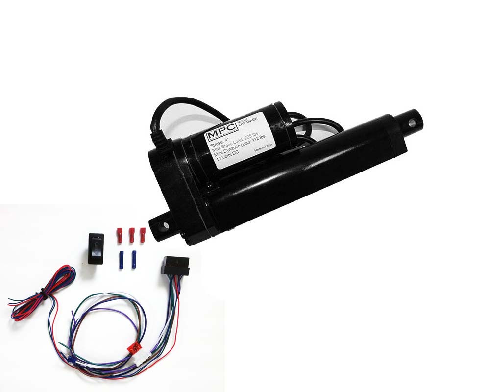 Black 4 Inch Linear Actuator Kit12v w/ 225 lbs max loadIncludes